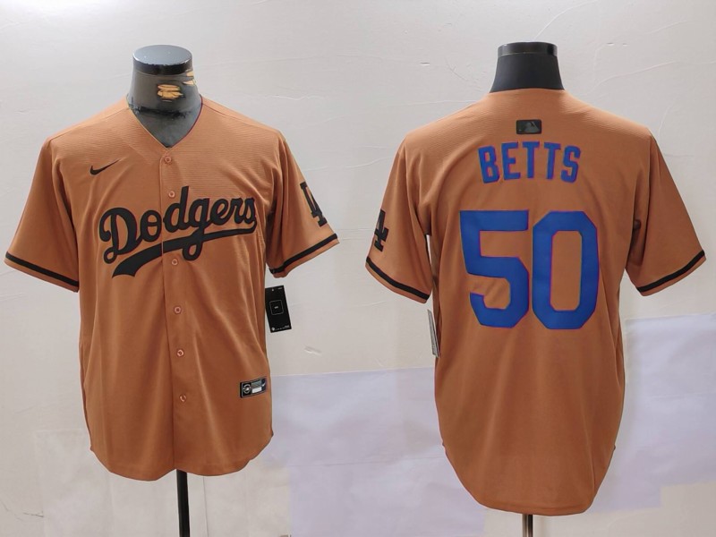 Men Los Angeles Dodgers #50 Betts army green joint name 2024 Nike MLB Jersey style 2->los angeles dodgers->MLB Jersey